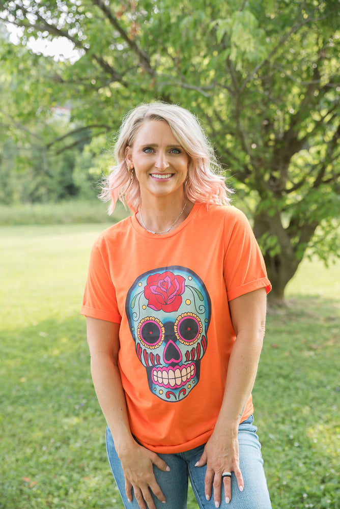 Sugar Skull Tee-YFW-Timber Brooke Boutique, Online Women's Fashion Boutique in Amarillo, Texas