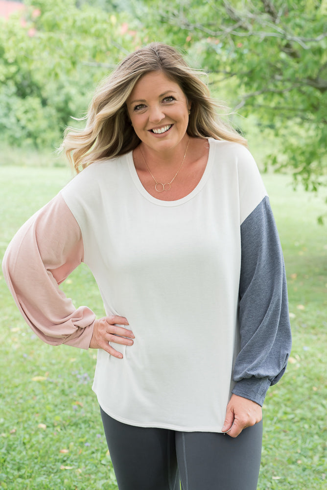 All Natural Blocking Top-Andre by Unit-Timber Brooke Boutique, Online Women's Fashion Boutique in Amarillo, Texas