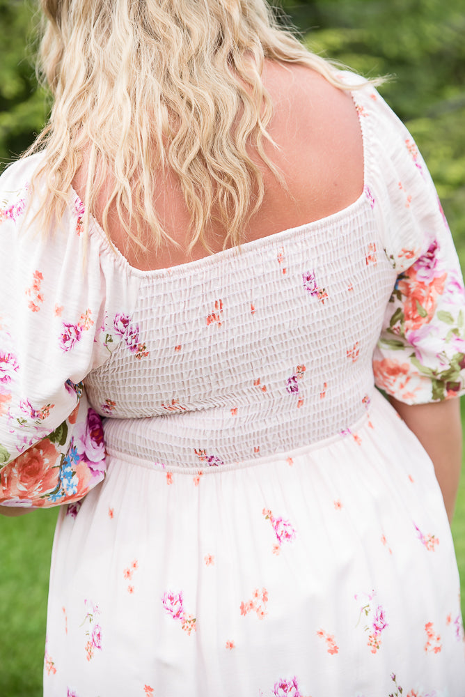 Elegant and Sweet Floral Dress-White Birch-Timber Brooke Boutique, Online Women's Fashion Boutique in Amarillo, Texas