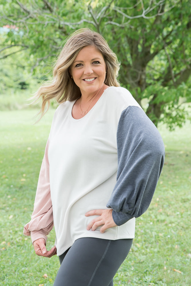 All Natural Blocking Top-Andre by Unit-Timber Brooke Boutique, Online Women's Fashion Boutique in Amarillo, Texas