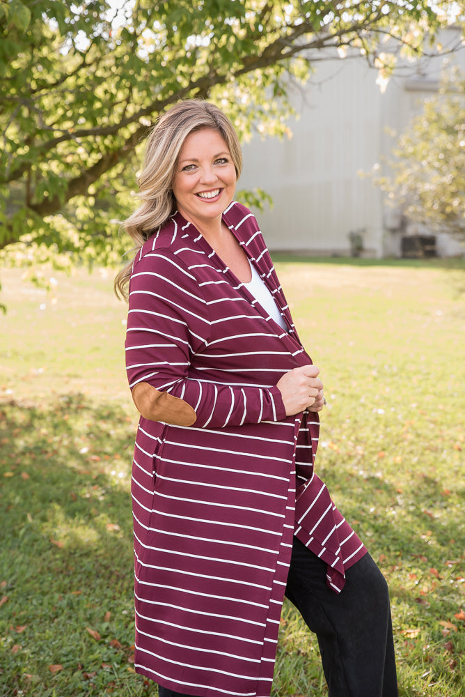 Change Your Stripes Cardigan in Wine-YFW-Timber Brooke Boutique, Online Women's Fashion Boutique in Amarillo, Texas