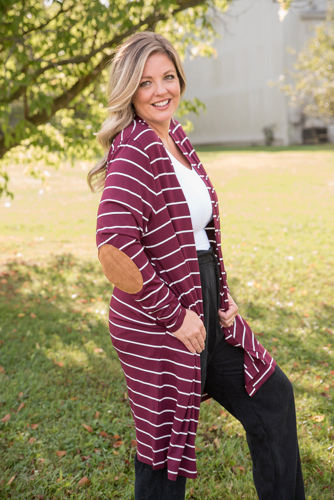 Change Your Stripes Cardigan in Wine-YFW-Timber Brooke Boutique, Online Women's Fashion Boutique in Amarillo, Texas