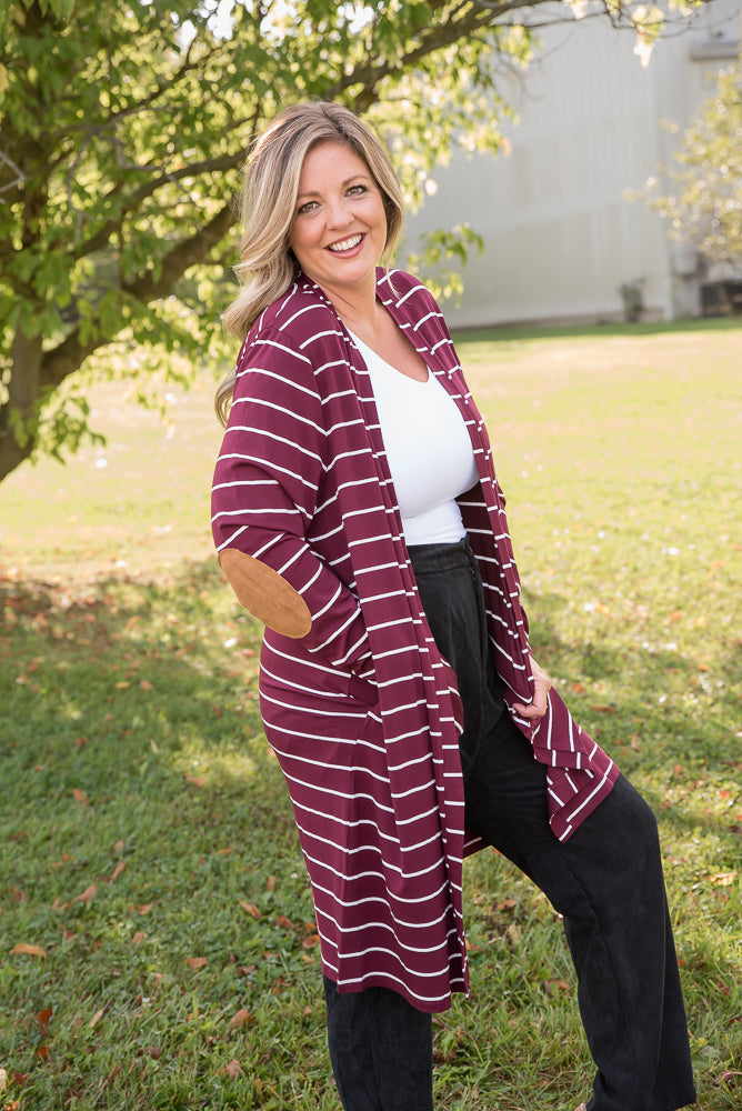 Change Your Stripes Cardigan in Wine-YFW-Timber Brooke Boutique, Online Women's Fashion Boutique in Amarillo, Texas