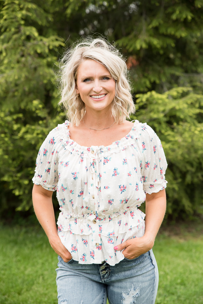 Florals Forever Top-White Birch-Timber Brooke Boutique, Online Women's Fashion Boutique in Amarillo, Texas