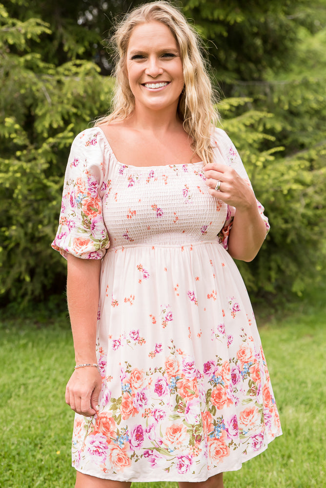 Elegant and Sweet Floral Dress-White Birch-Timber Brooke Boutique, Online Women's Fashion Boutique in Amarillo, Texas