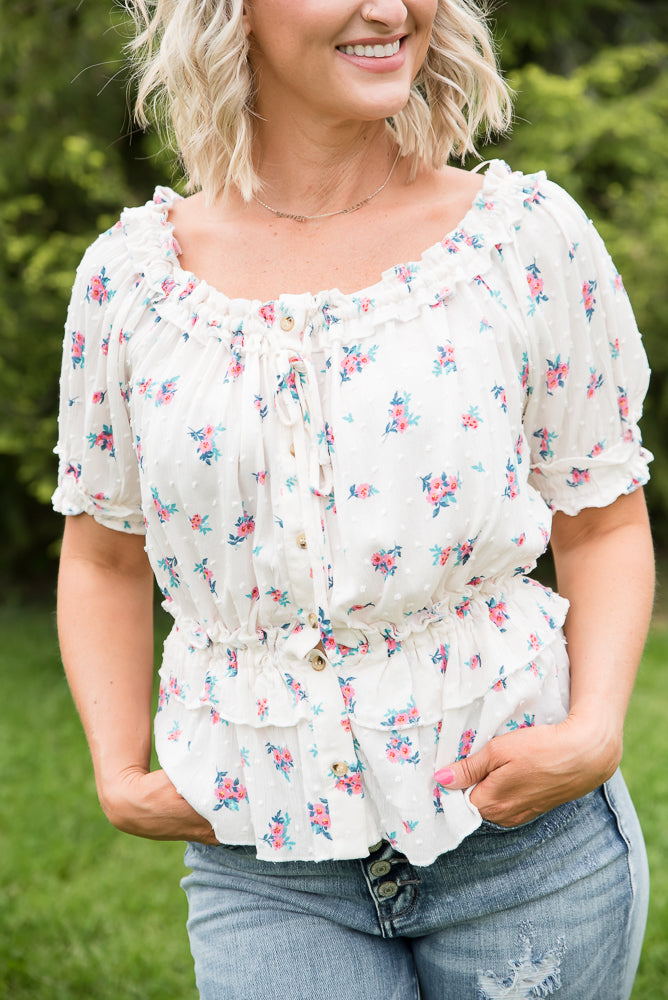 Florals Forever Top-White Birch-Timber Brooke Boutique, Online Women's Fashion Boutique in Amarillo, Texas