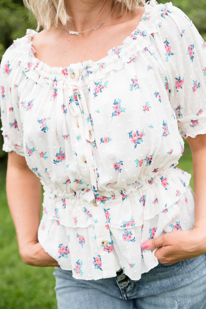 Florals Forever Top-White Birch-Timber Brooke Boutique, Online Women's Fashion Boutique in Amarillo, Texas