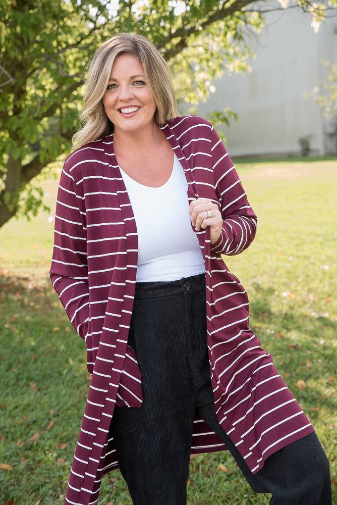 Change Your Stripes Cardigan in Wine-YFW-Timber Brooke Boutique, Online Women's Fashion Boutique in Amarillo, Texas