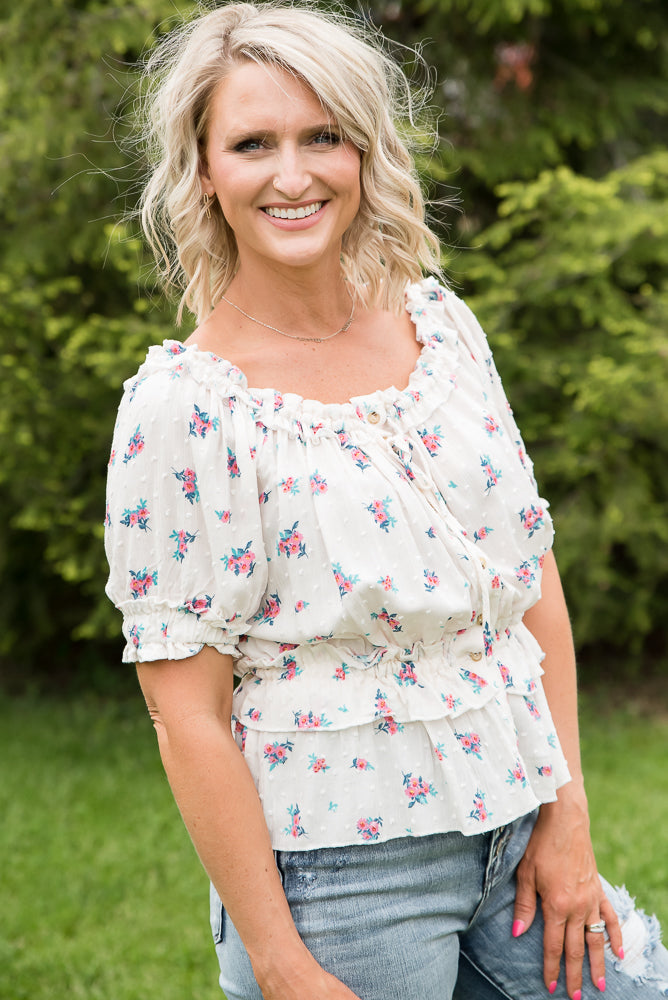 Florals Forever Top-White Birch-Timber Brooke Boutique, Online Women's Fashion Boutique in Amarillo, Texas