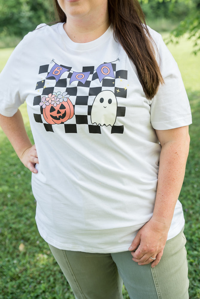 Boo Checkered Tee-BT Graphic Tee-Timber Brooke Boutique, Online Women's Fashion Boutique in Amarillo, Texas