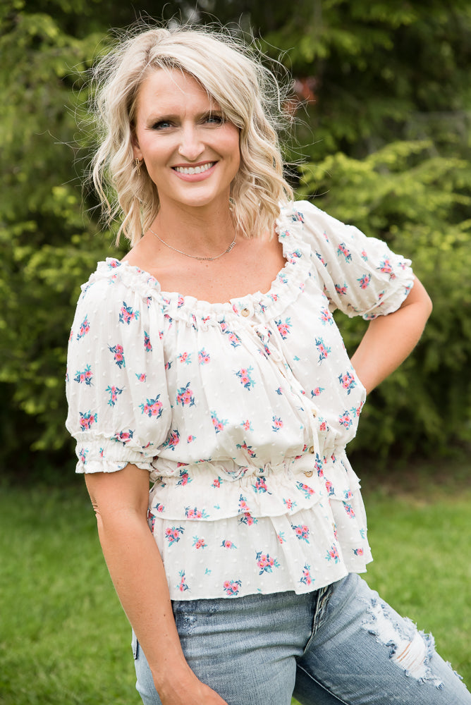 Florals Forever Top-White Birch-Timber Brooke Boutique, Online Women's Fashion Boutique in Amarillo, Texas