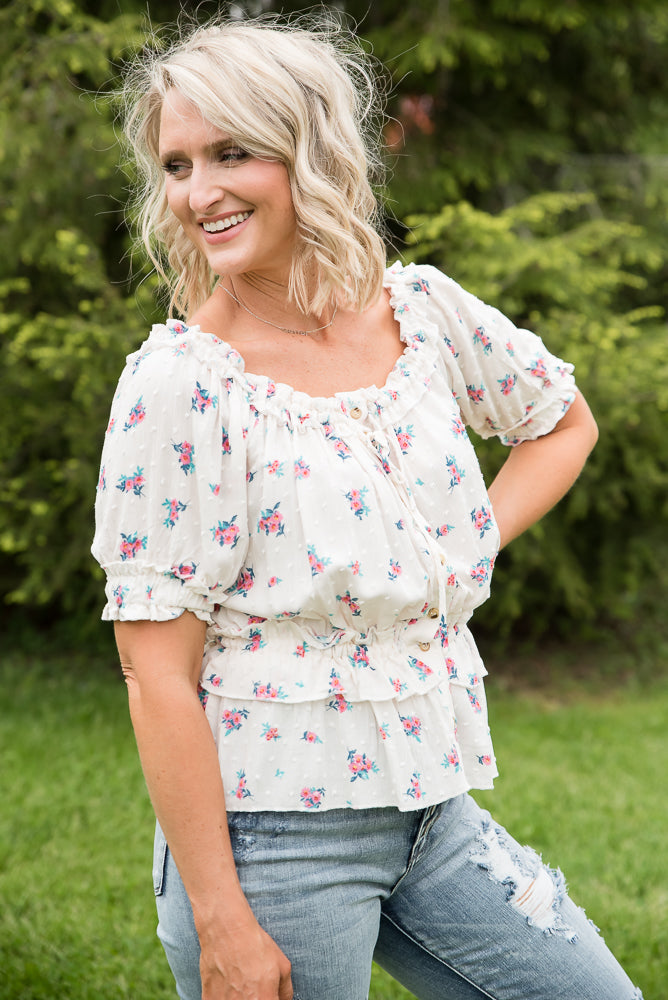 Florals Forever Top-White Birch-Timber Brooke Boutique, Online Women's Fashion Boutique in Amarillo, Texas