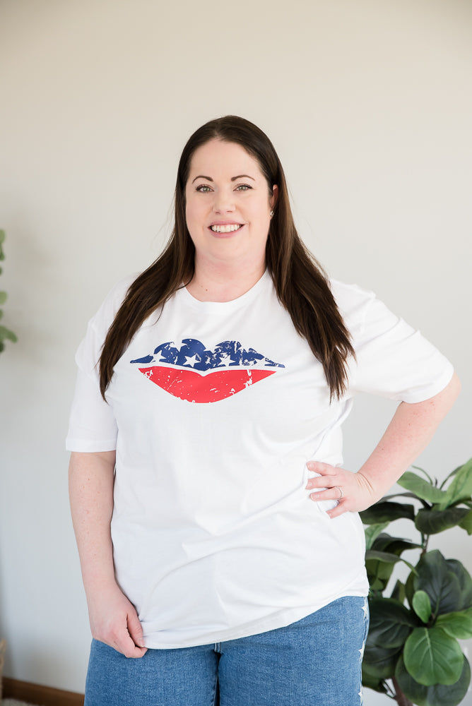 American Lips Graphic Tee-BT Graphic Tee-Timber Brooke Boutique, Online Women's Fashion Boutique in Amarillo, Texas