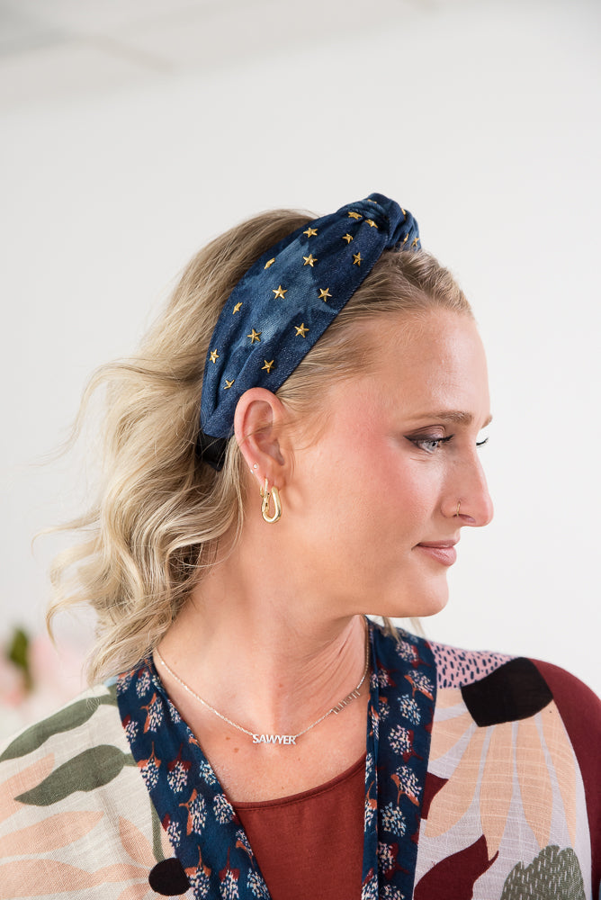 Stars on Denim Headband-Julia Rose-Timber Brooke Boutique, Online Women's Fashion Boutique in Amarillo, Texas