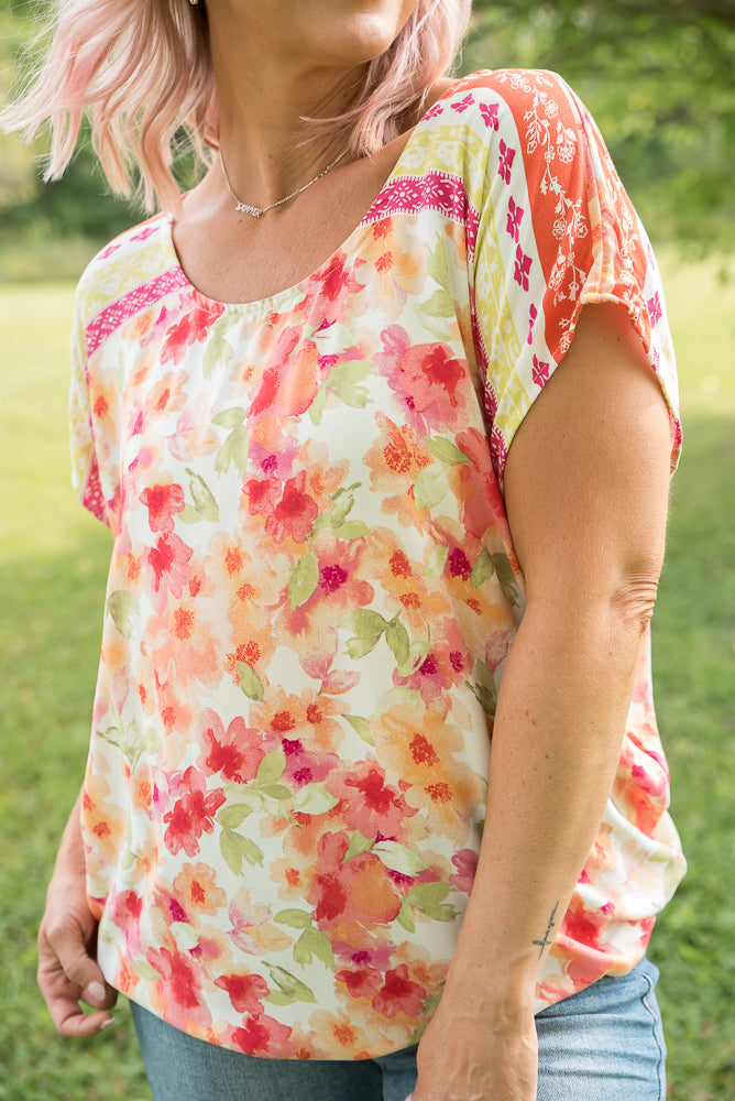 Bright Eyed Floral Top-White Birch-Timber Brooke Boutique, Online Women's Fashion Boutique in Amarillo, Texas