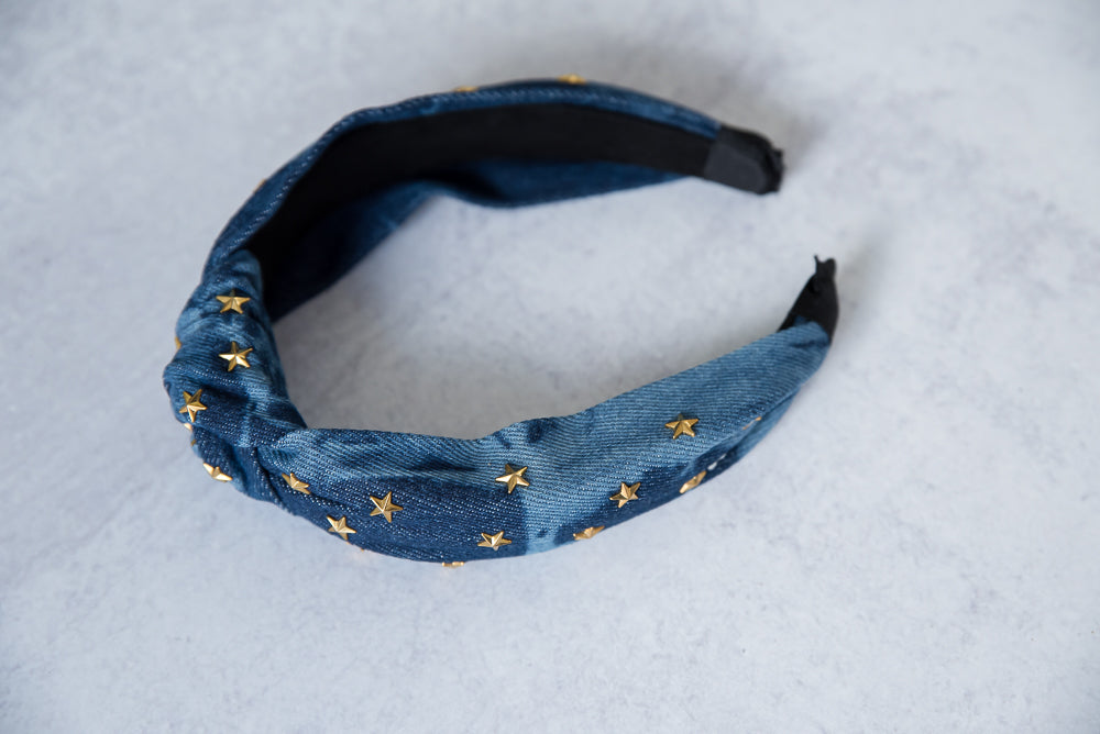 Stars on Denim Headband-Julia Rose-Timber Brooke Boutique, Online Women's Fashion Boutique in Amarillo, Texas