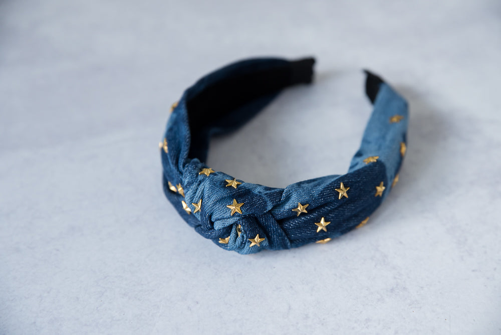 Stars on Denim Headband-Julia Rose-Timber Brooke Boutique, Online Women's Fashion Boutique in Amarillo, Texas