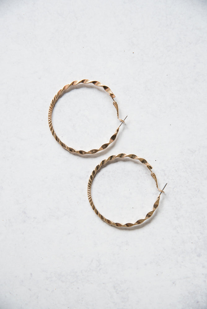 Twisted Gold Hoop Earrings-Urbanista-Timber Brooke Boutique, Online Women's Fashion Boutique in Amarillo, Texas