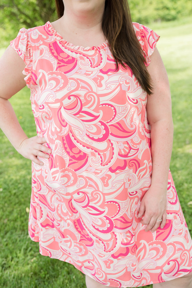 Coral Splash Dress-Andre by Unit-Timber Brooke Boutique, Online Women's Fashion Boutique in Amarillo, Texas