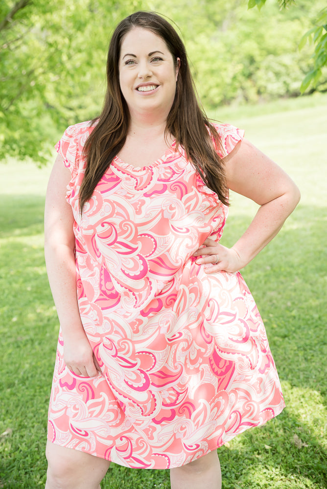 Coral Splash Dress-Andre by Unit-Timber Brooke Boutique, Online Women's Fashion Boutique in Amarillo, Texas