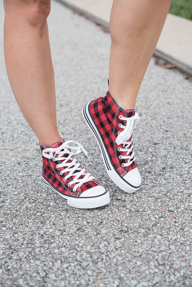 Got the Look Sneakers in Red Plaid-Miami Shoes-Timber Brooke Boutique, Online Women's Fashion Boutique in Amarillo, Texas