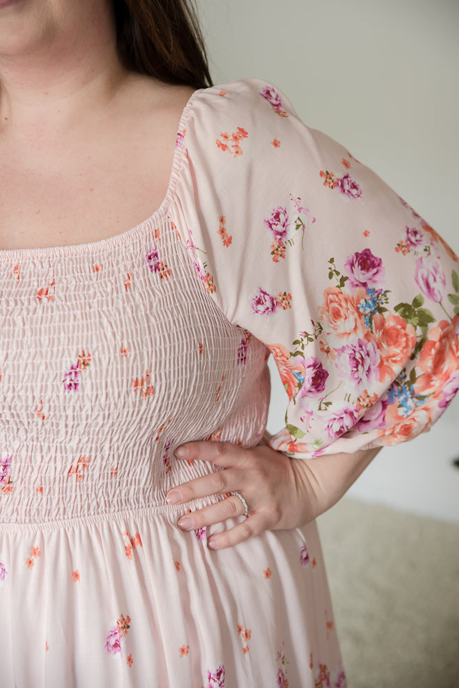 Elegant and Sweet Floral Dress-White Birch-Timber Brooke Boutique, Online Women's Fashion Boutique in Amarillo, Texas