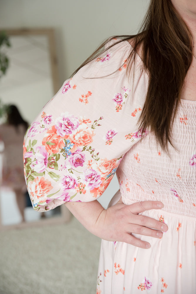 Elegant and Sweet Floral Dress-White Birch-Timber Brooke Boutique, Online Women's Fashion Boutique in Amarillo, Texas