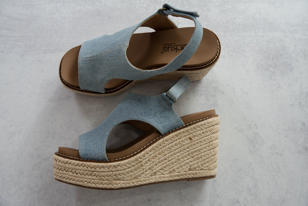 Freddie Wedges in Denim-Corkys-Timber Brooke Boutique, Online Women's Fashion Boutique in Amarillo, Texas