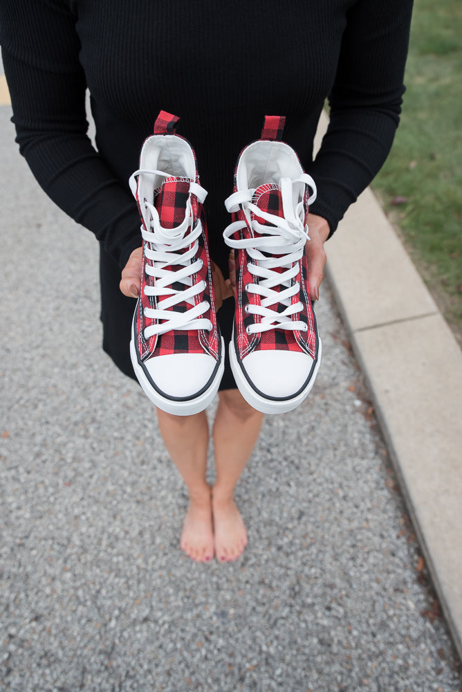 Got the Look Sneakers in Red Plaid-Miami Shoes-Timber Brooke Boutique, Online Women's Fashion Boutique in Amarillo, Texas