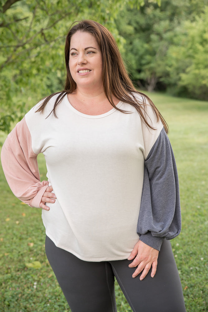 All Natural Blocking Top-Andre by Unit-Timber Brooke Boutique, Online Women's Fashion Boutique in Amarillo, Texas