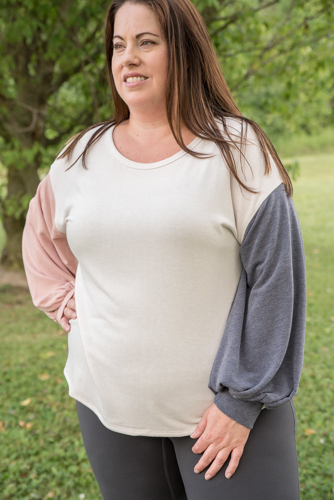 All Natural Blocking Top-Andre by Unit-Timber Brooke Boutique, Online Women's Fashion Boutique in Amarillo, Texas