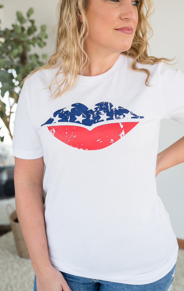 American Lips Graphic Tee-BT Graphic Tee-Timber Brooke Boutique, Online Women's Fashion Boutique in Amarillo, Texas