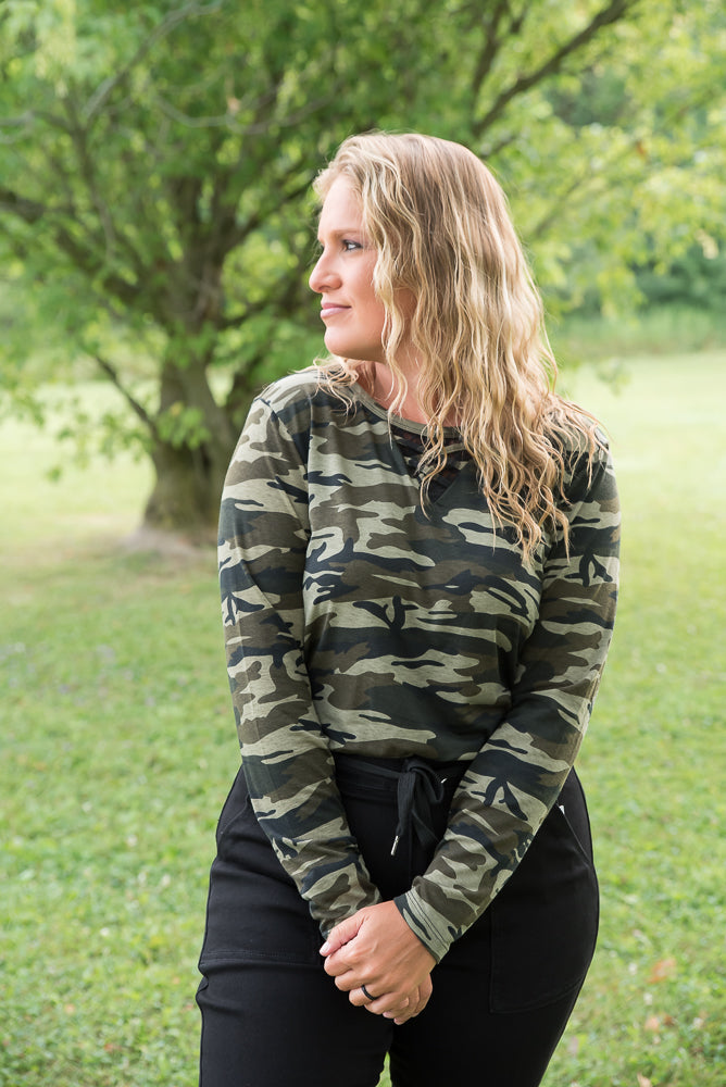 Classy in Camo Lace Top-YFW-Timber Brooke Boutique, Online Women's Fashion Boutique in Amarillo, Texas