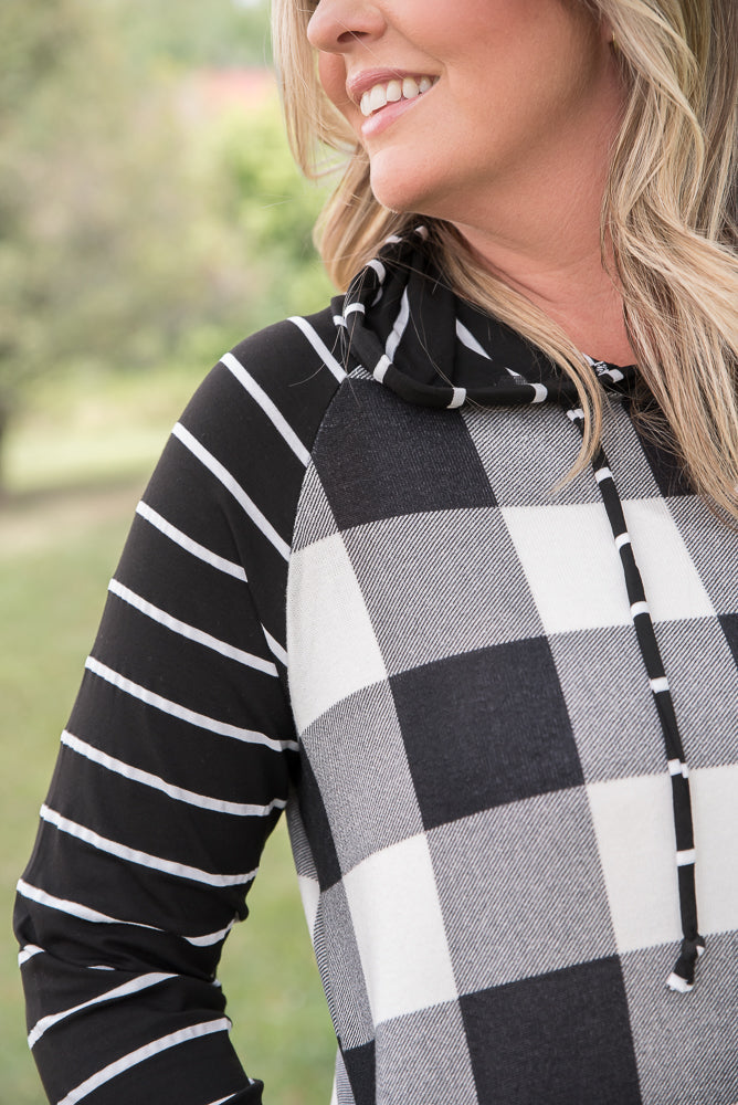 Fabulous in White Plaid Hoodie-YFW-Timber Brooke Boutique, Online Women's Fashion Boutique in Amarillo, Texas