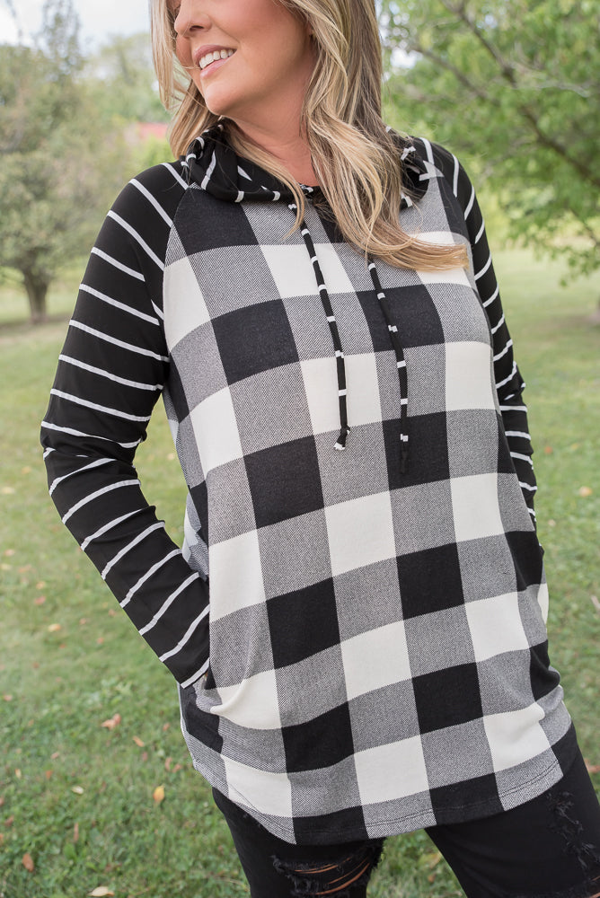 Fabulous in White Plaid Hoodie-YFW-Timber Brooke Boutique, Online Women's Fashion Boutique in Amarillo, Texas