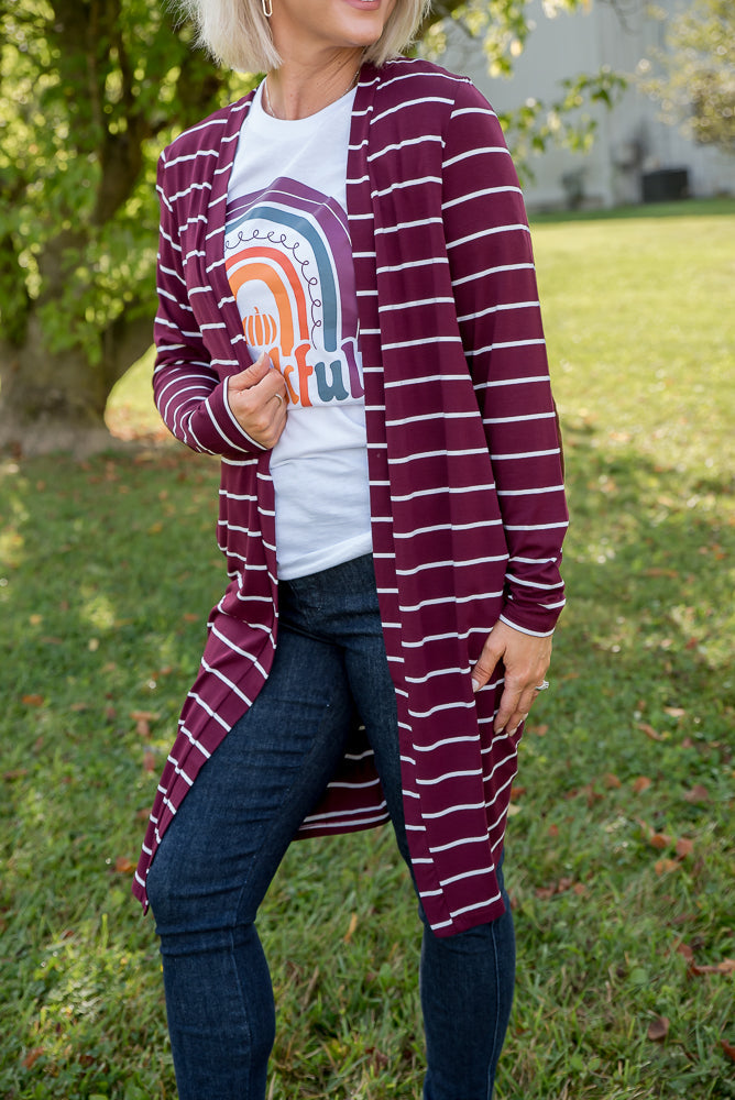 Change Your Stripes Cardigan in Wine-YFW-Timber Brooke Boutique, Online Women's Fashion Boutique in Amarillo, Texas