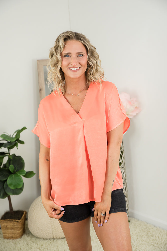 Wishful Thinker Top in Persimmon-Andre by Unit-Timber Brooke Boutique, Online Women's Fashion Boutique in Amarillo, Texas