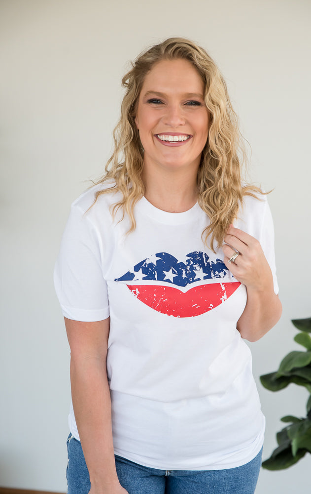 American Lips Graphic Tee-BT Graphic Tee-Timber Brooke Boutique, Online Women's Fashion Boutique in Amarillo, Texas