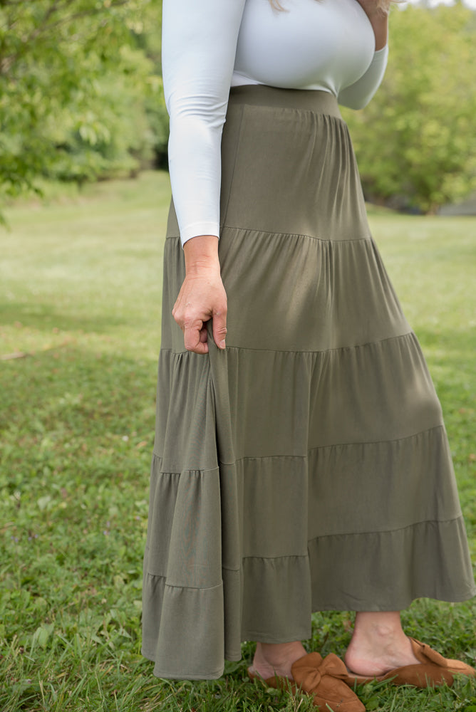 All Around Skirt in Olive-Zenana-Timber Brooke Boutique, Online Women's Fashion Boutique in Amarillo, Texas