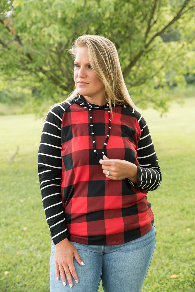 Fabulous in Red Plaid Hoodie-YFW-Timber Brooke Boutique, Online Women's Fashion Boutique in Amarillo, Texas