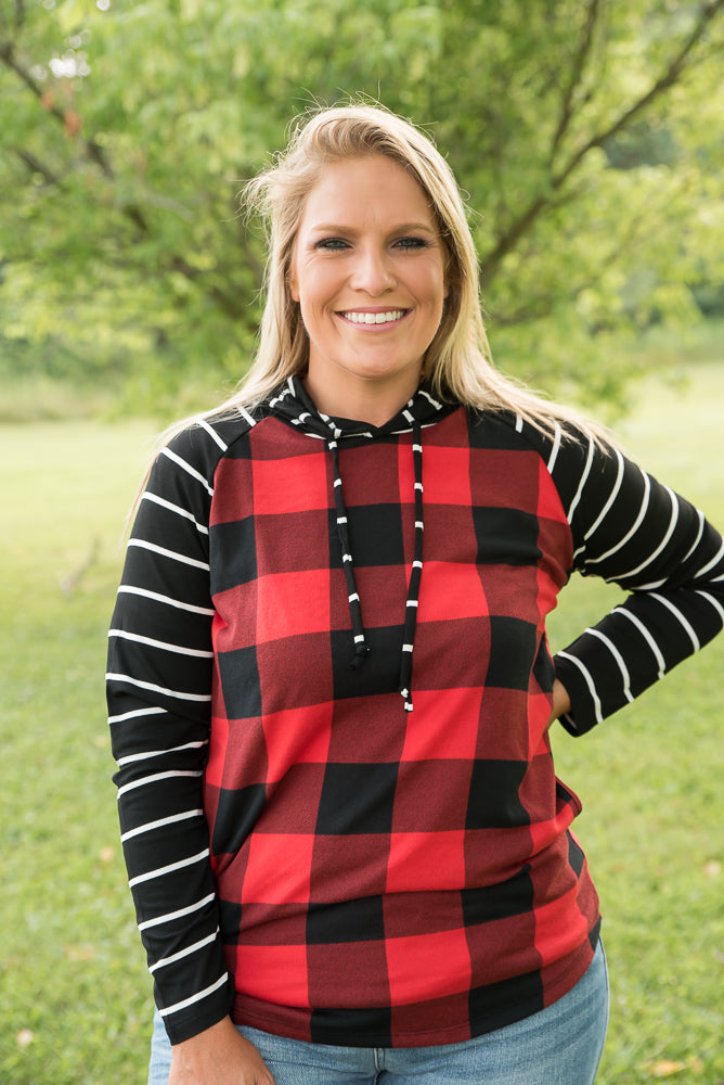 Fabulous in Red Plaid Hoodie-YFW-Timber Brooke Boutique, Online Women's Fashion Boutique in Amarillo, Texas