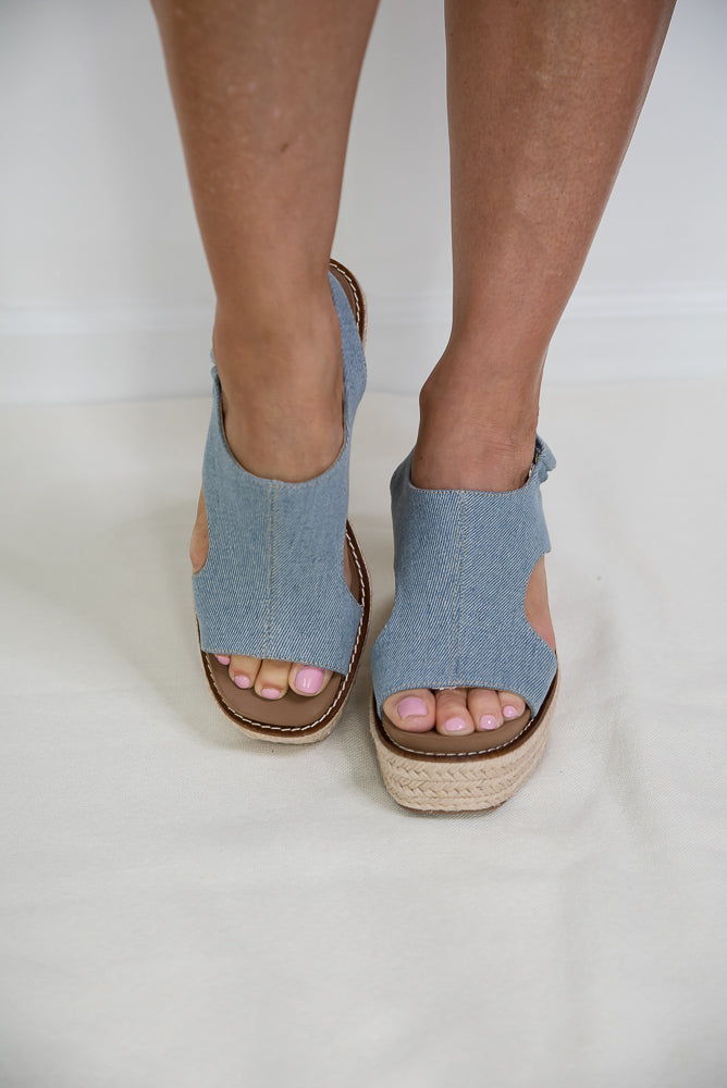 Freddie Wedges in Denim-Corkys-Timber Brooke Boutique, Online Women's Fashion Boutique in Amarillo, Texas