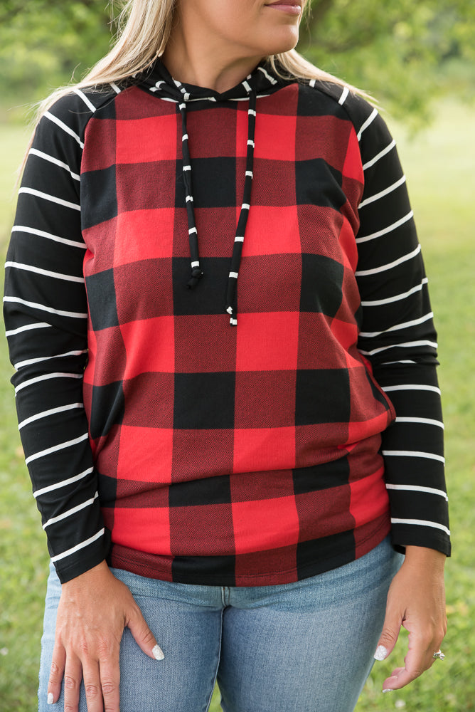 Fabulous in Red Plaid Hoodie-YFW-Timber Brooke Boutique, Online Women's Fashion Boutique in Amarillo, Texas