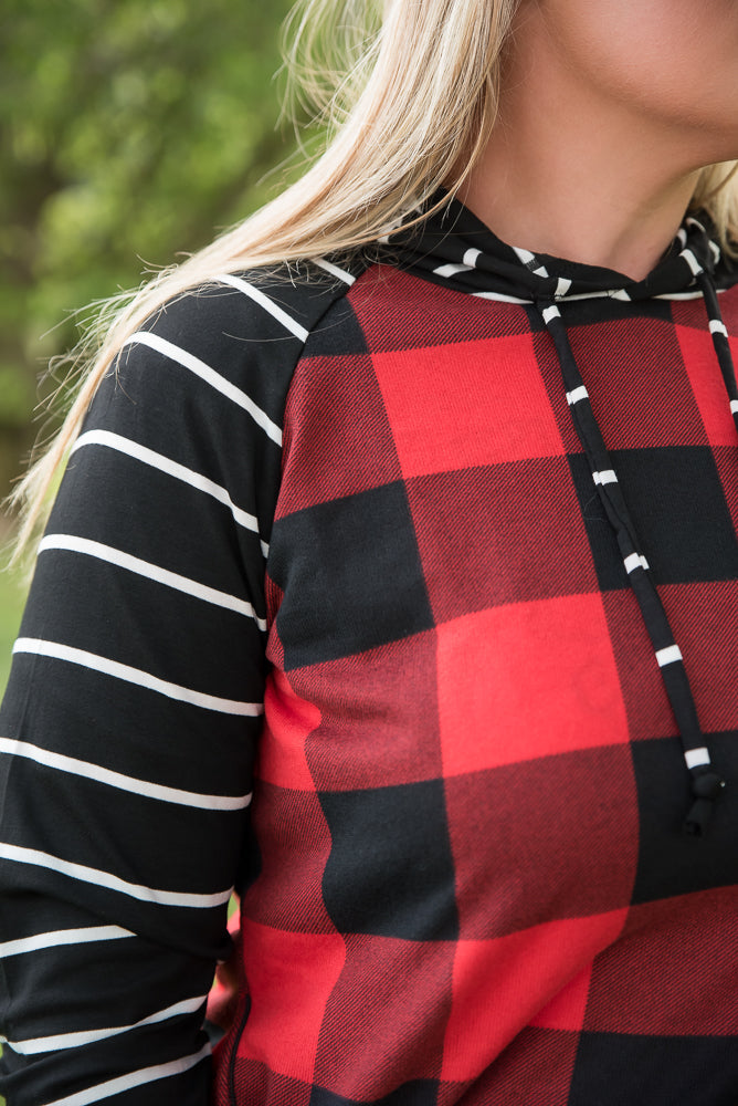 Fabulous in Red Plaid Hoodie-YFW-Timber Brooke Boutique, Online Women's Fashion Boutique in Amarillo, Texas