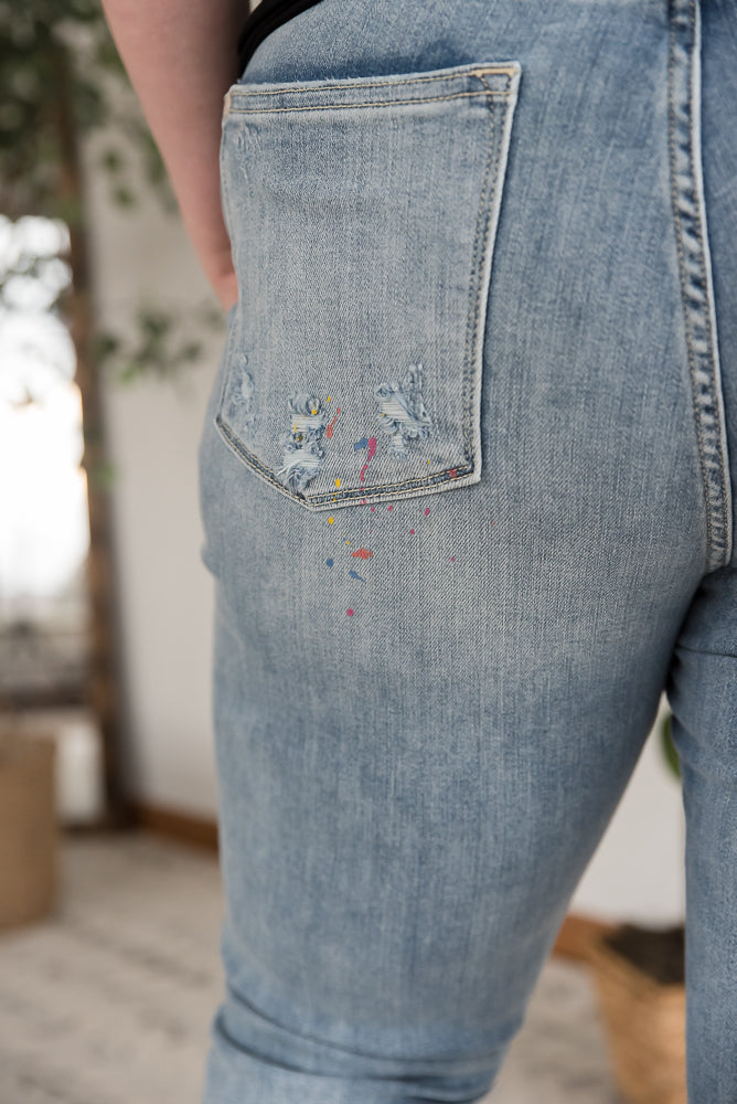 Rainbow Skies Paint Splatter Judy Blue Boyfriend Jeans-Judy Blue-Timber Brooke Boutique, Online Women's Fashion Boutique in Amarillo, Texas