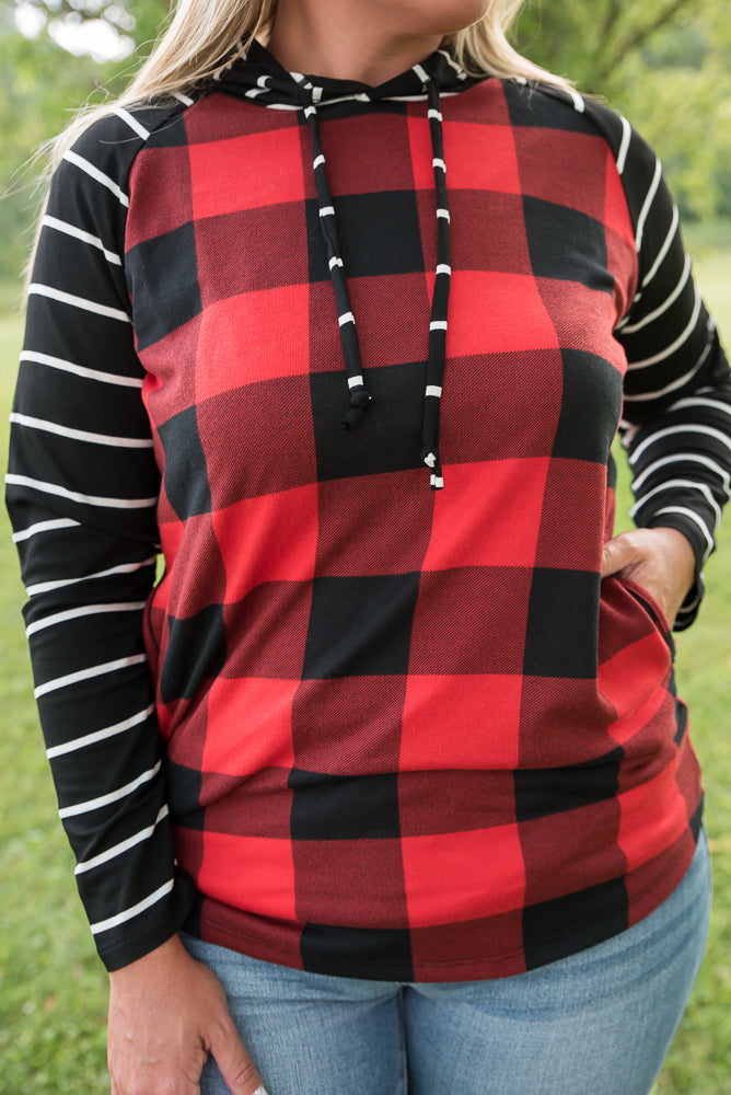 Fabulous in Red Plaid Hoodie-YFW-Timber Brooke Boutique, Online Women's Fashion Boutique in Amarillo, Texas