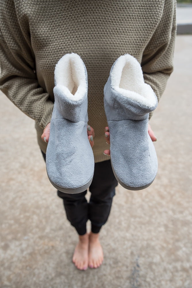 Around the House Slipper Boots in Gray-Julia Rose-Timber Brooke Boutique, Online Women's Fashion Boutique in Amarillo, Texas