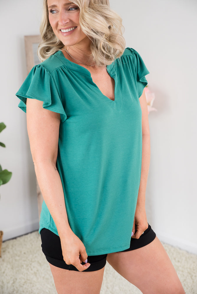 How We Met Top in Green-White Birch-Timber Brooke Boutique, Online Women's Fashion Boutique in Amarillo, Texas