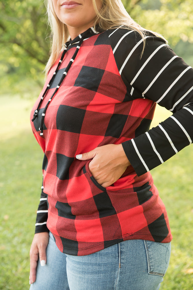 Fabulous in Red Plaid Hoodie-YFW-Timber Brooke Boutique, Online Women's Fashion Boutique in Amarillo, Texas