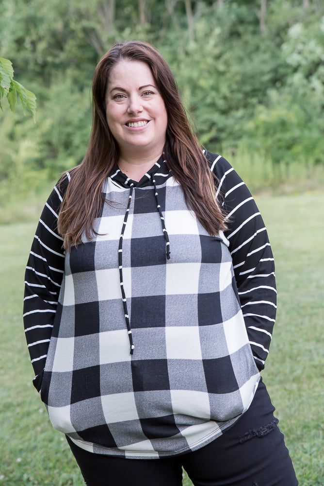 Fabulous in White Plaid Hoodie-YFW-Timber Brooke Boutique, Online Women's Fashion Boutique in Amarillo, Texas